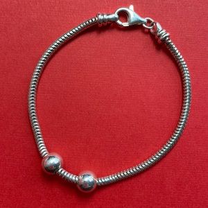 Sterling Silver 925 Bracelet with Adjustable Silver Beads
